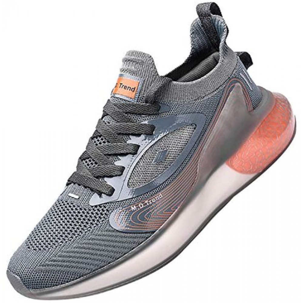 Men's Running Breathable Sneakers Grey-Orange